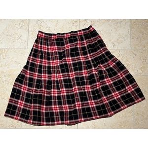 Vintage NY Collection Women's Plaid Migi Skirt‎ Black Size Petite Medium EUC